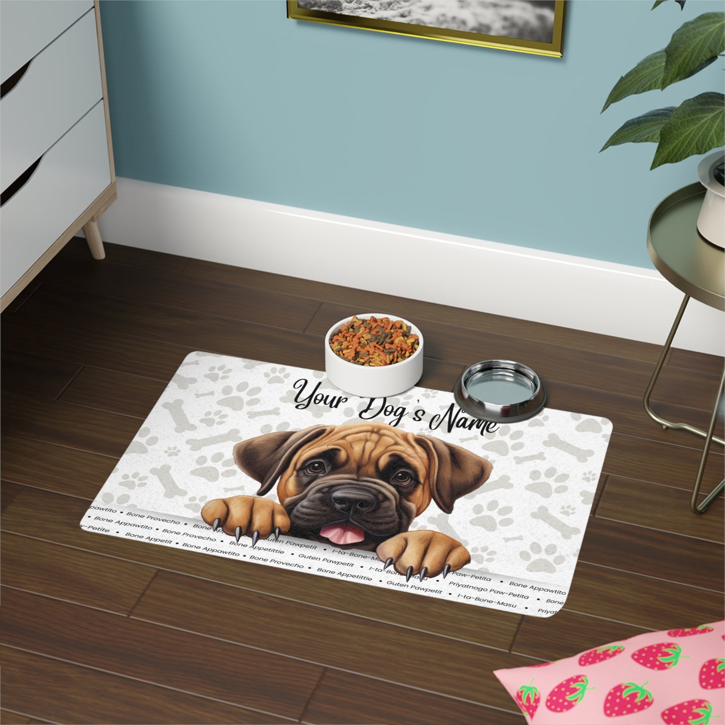 Mastiff Personalized Pet Food Mat, Custom Dog Food Mat, Dog Feeding Mat, Cute Pet Mat, Dog Lovers Gift