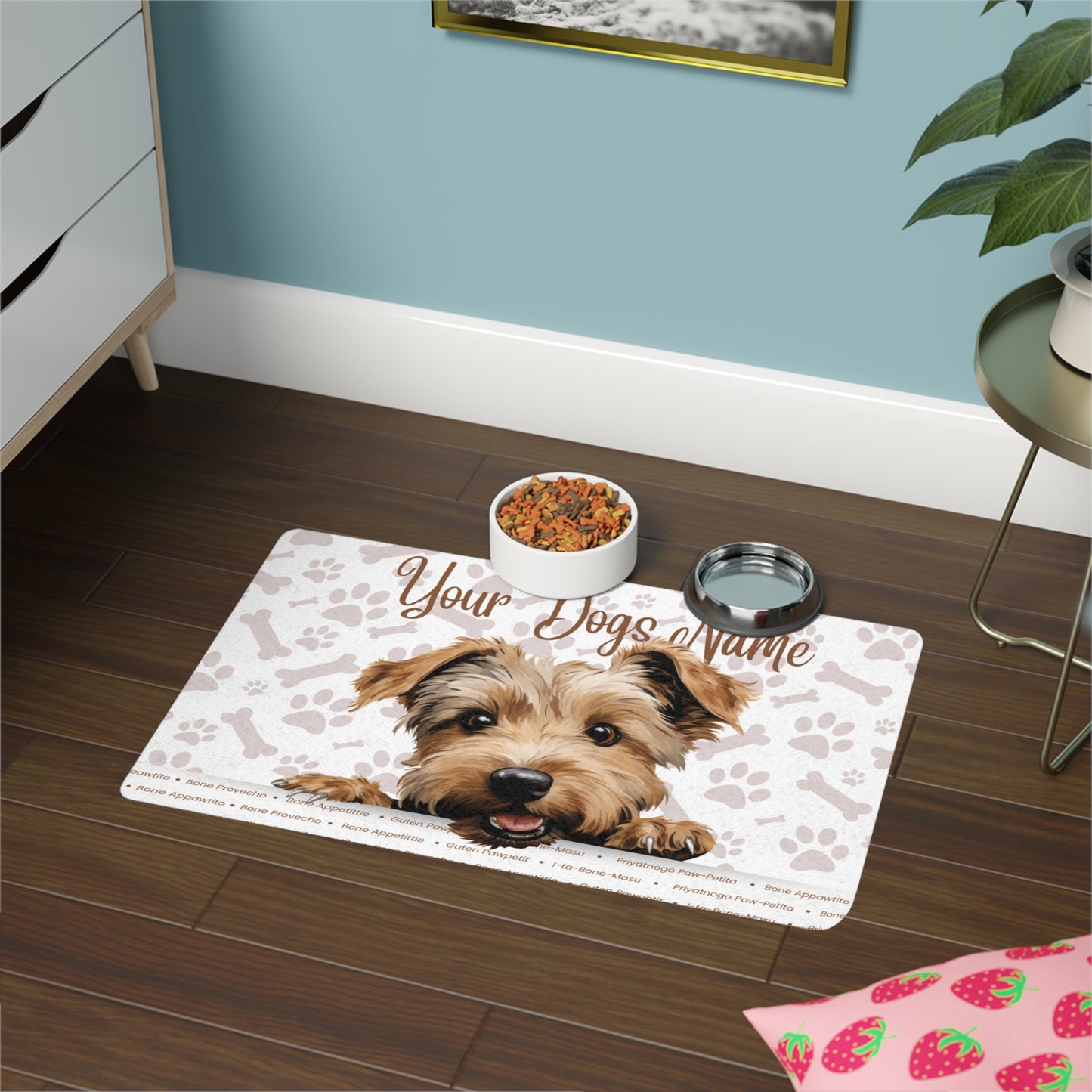 Glen of Imaal Terrier Custom Pet Food Mat with Personalized Name, Pet Mat, Dog Bowl Mat, Dog Feeding Mat, Customizable Pet Accessory
