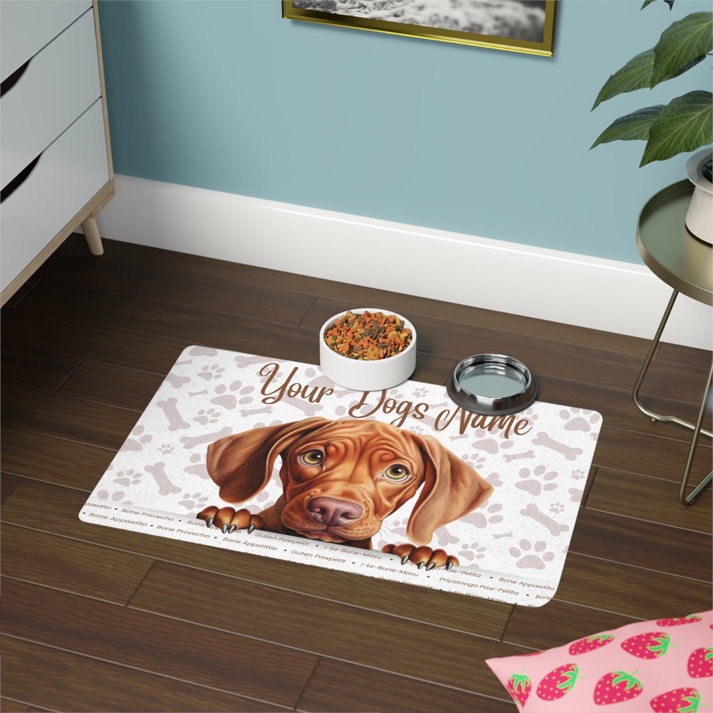 Vizsla Personalized Pet Food Mat, Custom Dog Food Mat, Dog Feeding Mat, Cute Pet Mat, Dog Lovers Gift