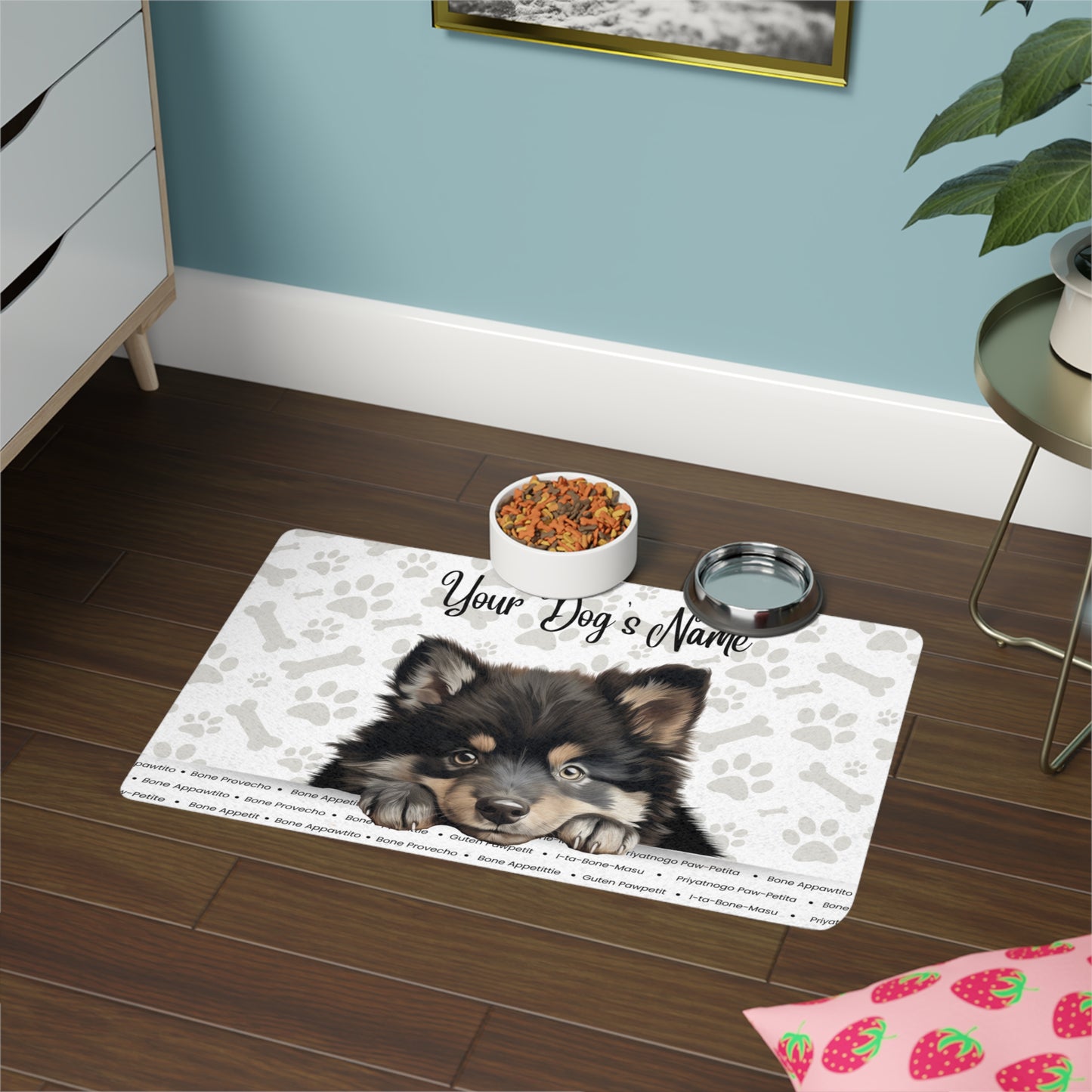 Finnish Lapphund Personalized Pet Food Mat, Cute Dog Dining Mat, Custom Pet Feeder, Dog Bowl Mat, Puppy Gifts, Pet Care Accessories