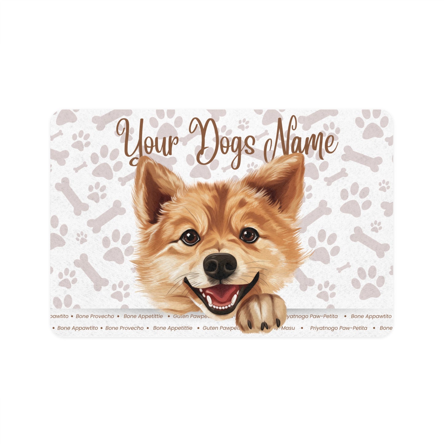 Finnish Spitz Custom Pet Food Mat with Personalized Dog Design, Feeding Mat for Dogs, Cute Pet Décor, Pet Gifts, Stylish Dog Dining Mat