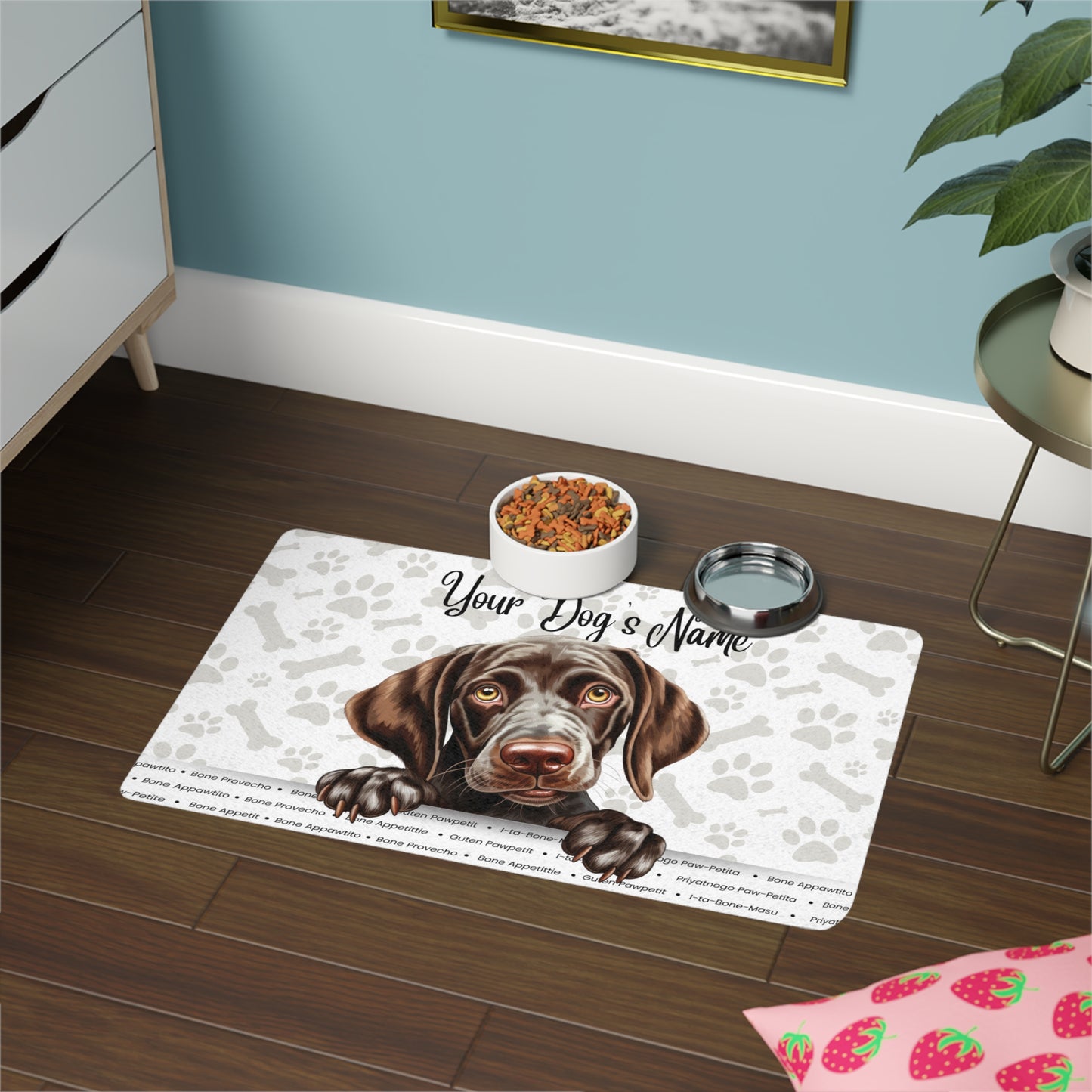 German Shorthaired Pointer Custom Pet Food Mat with Personalized Name, Dog Feeding Station, Pet Decor, Unique Gift for Dog Lovers, Kitchen Accessories