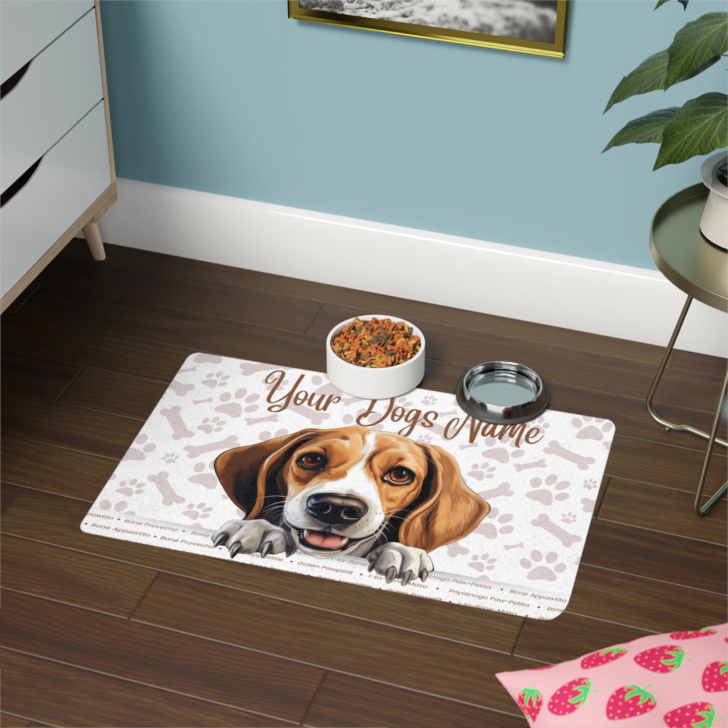 Foxhound Personalized Dog Food Mat, Custom Pet Feeding Station, Customizable Dog Mat, Animal Lover Gift, Durable Pet Supplies