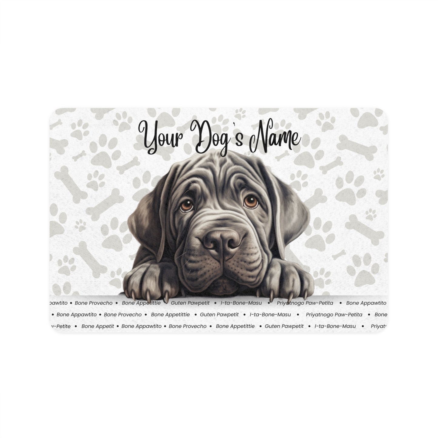 Neopolitan Mastiff Personalized Pet Food Mat, Custom Dog Food Mat, Dog Feeding Mat, Cute Pet Mat, Dog Lovers Gift