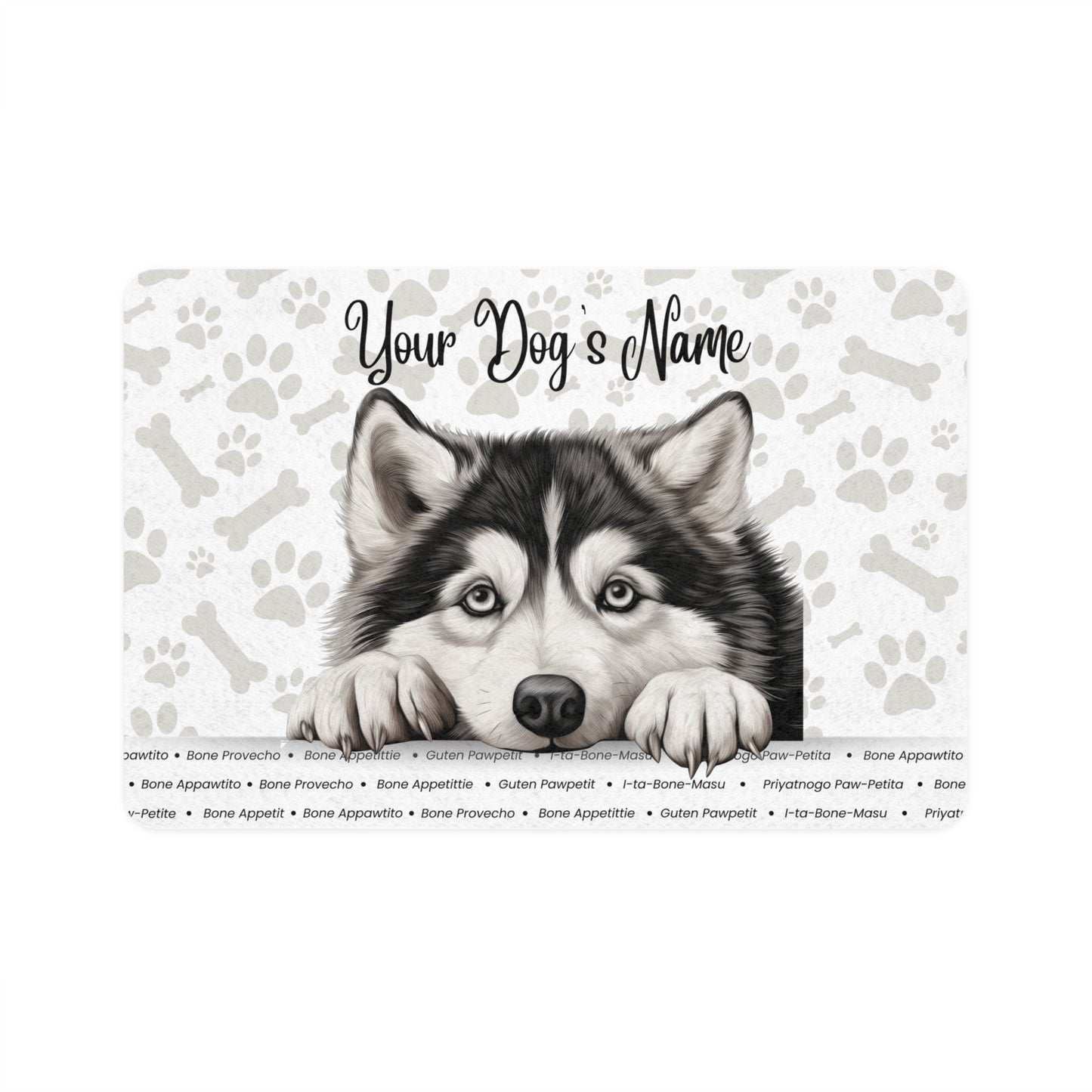 Alaskan Malamute Personalized Dog Feeding Mat - Custom Pet Food Mat, Dog Bowl Place Mat, Non-Slip Pet Accessory, Cute Dog Decor, Dog Lover Gift
