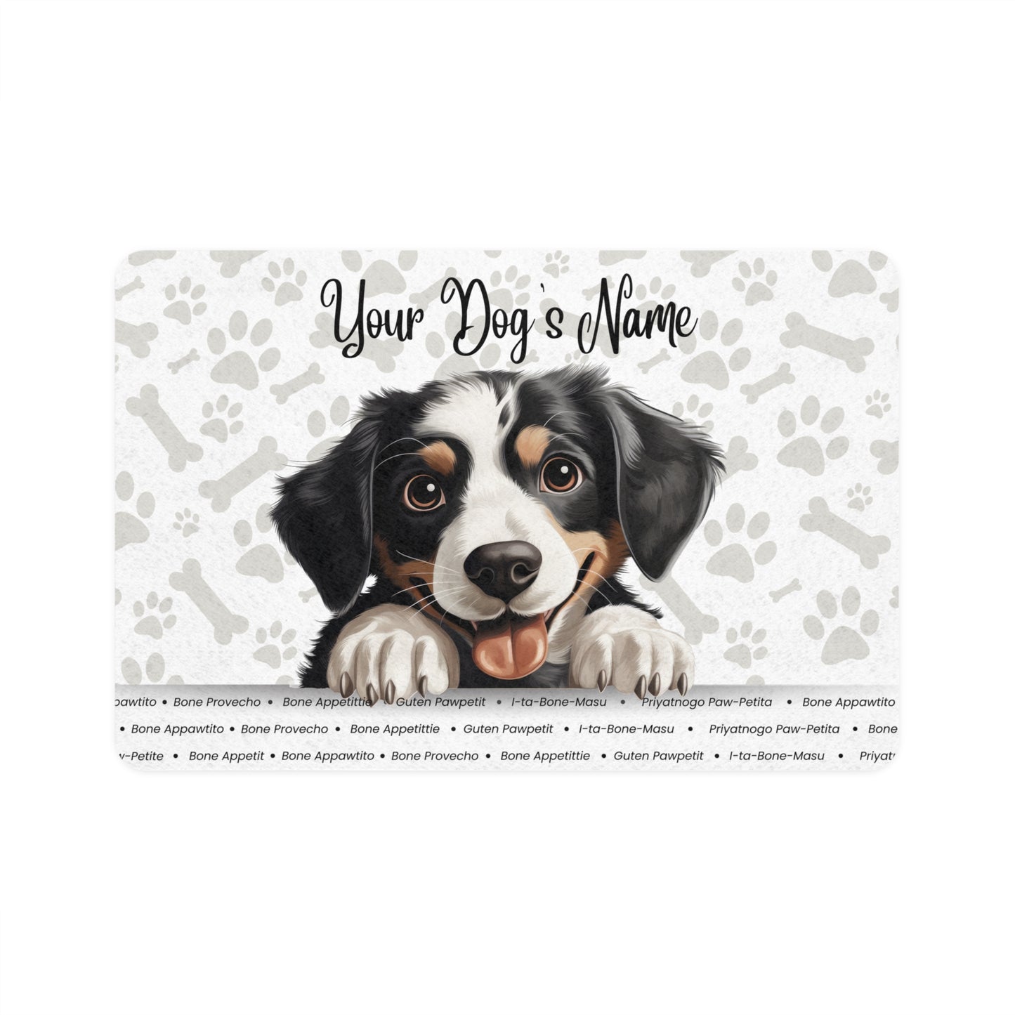 Appenzeller Sennehund Personalized Dog Food Mat, Custom Pet Feeding Station, Cute Dog Mat, Gourmet Pet Decor, Unique Gift for Dog Lovers