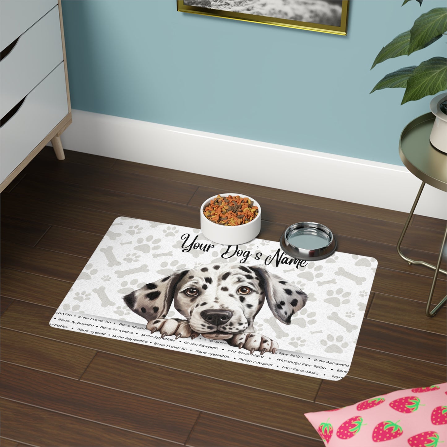 Dalmatian Personalized Dog Food Mat - Custom Pet Feeding Station, Dog Lover Gift, Cute Puppy Decor, Kitchen Accessory, Pet Essentials