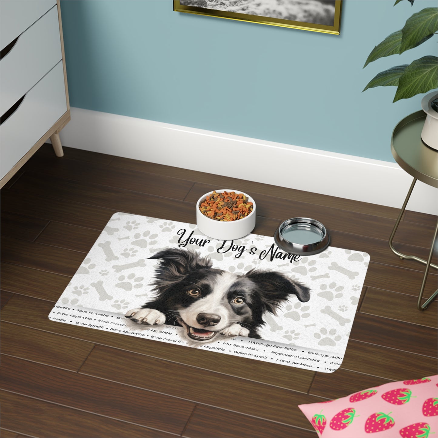 Bearded Collie Personalized Pet Food Mat - Custom Dog Feeding Station, Dog Accessories, Unique Pet Gift, Kitchen Decor, Pet Lover Gift