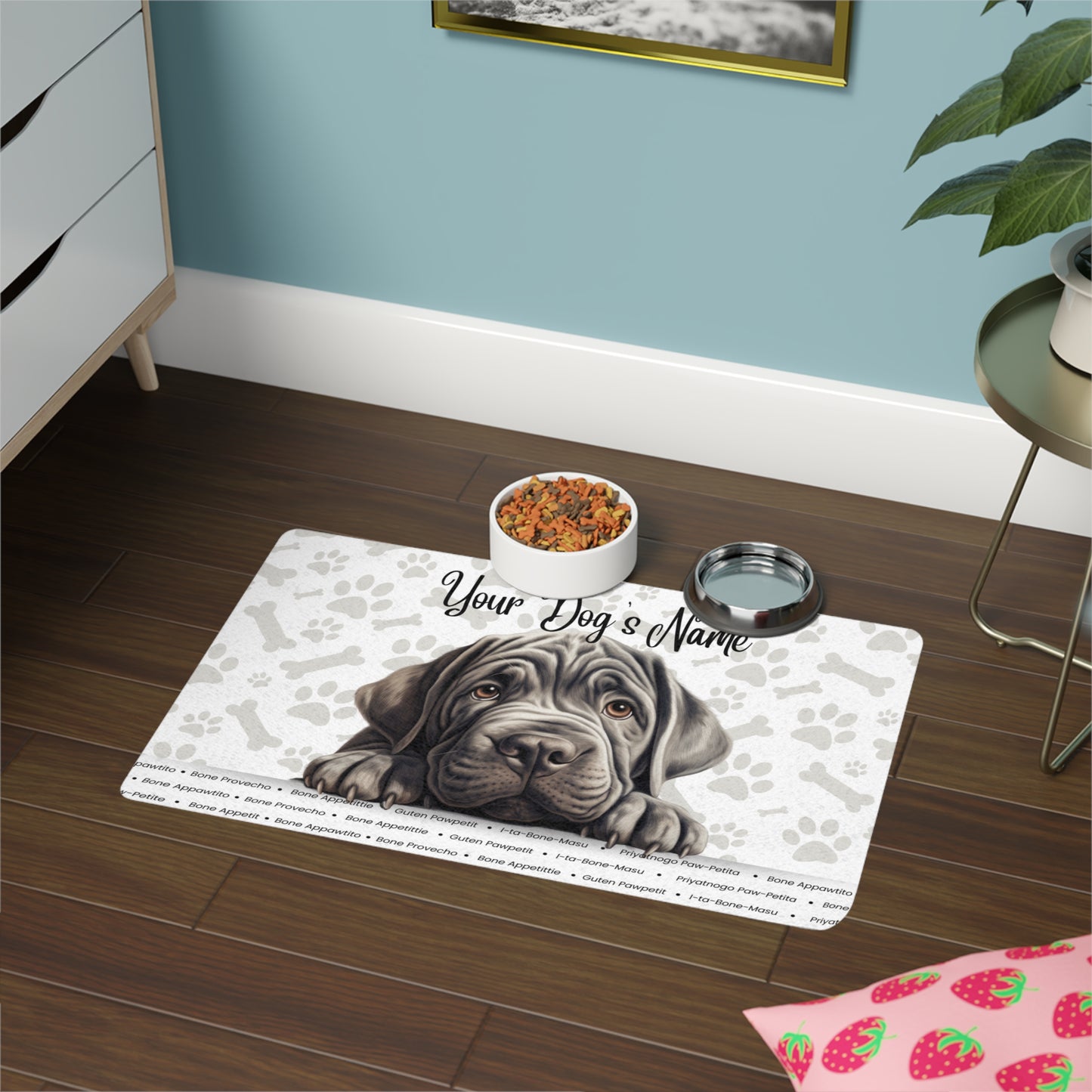 Neopolitan Mastiff Personalized Pet Food Mat, Custom Dog Food Mat, Dog Feeding Mat, Cute Pet Mat, Dog Lovers Gift
