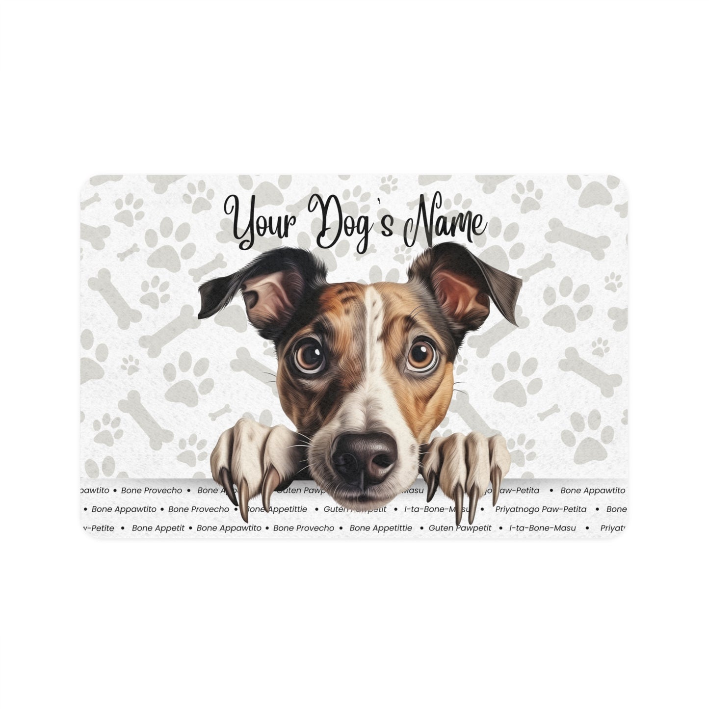 Greyhound Personalized Dog Food Mat with Custom Name, Pet Feeding Mat, Dog Dish Mat, Dog Lover Gift, Pet Decor