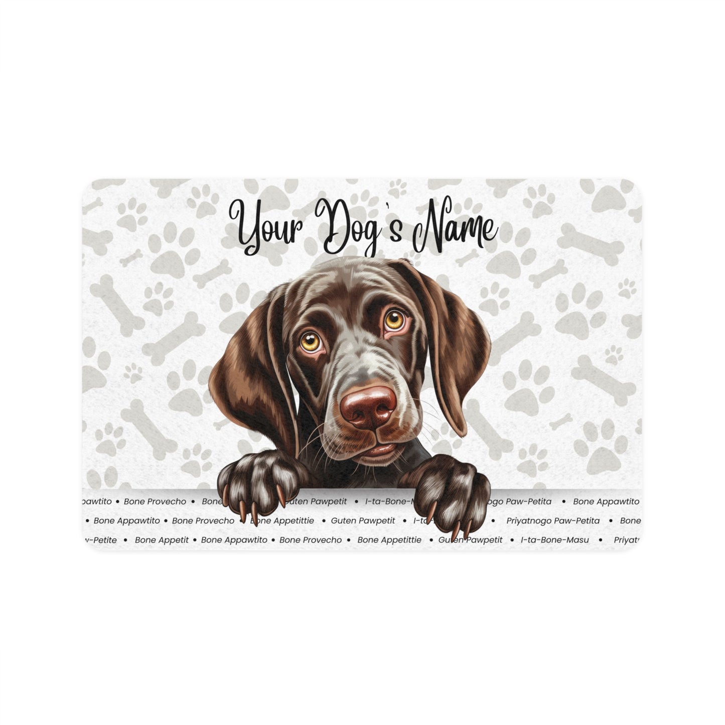 German Shorthaired Pointer Custom Pet Food Mat with Personalized Name, Dog Feeding Station, Pet Decor, Unique Gift for Dog Lovers, Kitchen Accessories