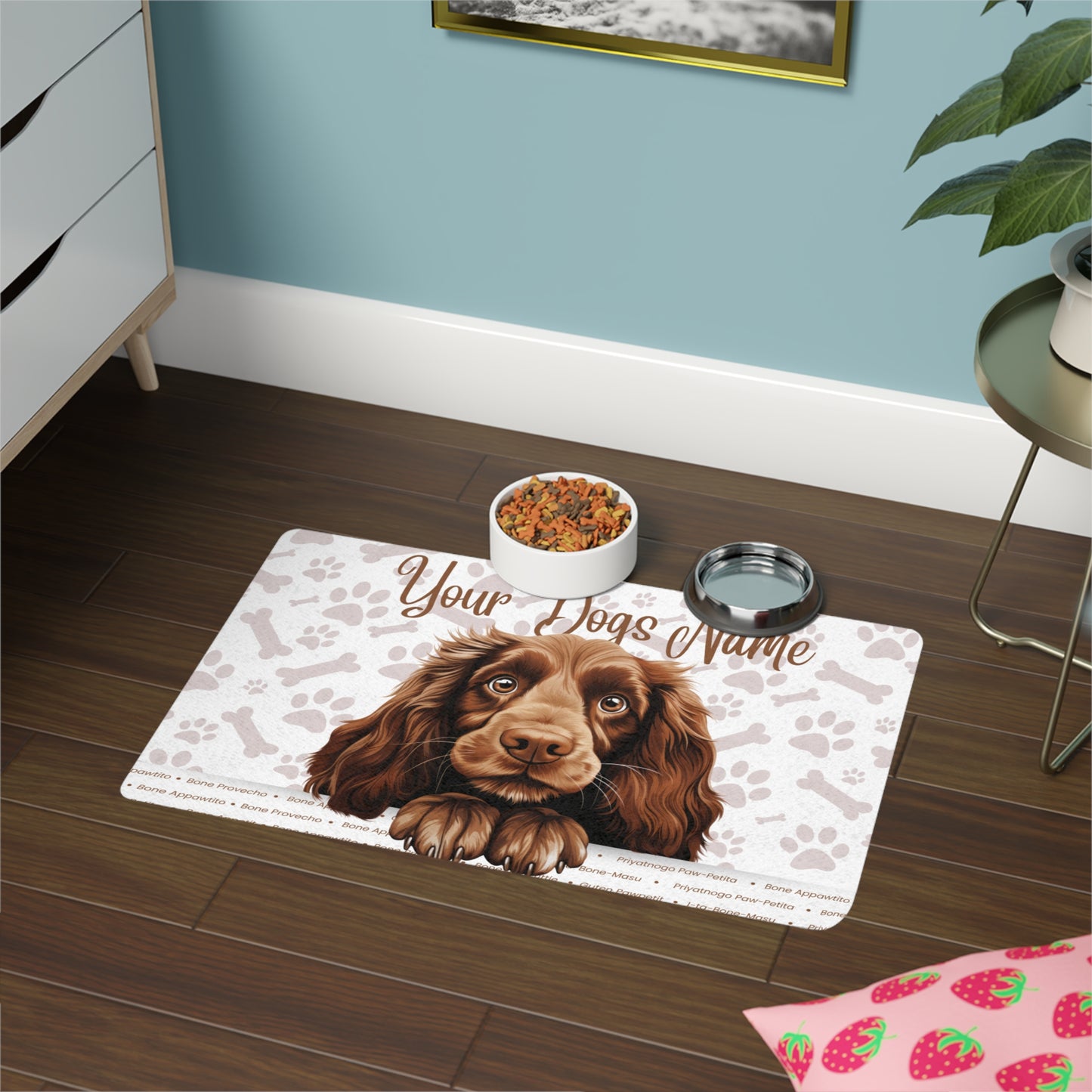Field Spaniel Custom Pet Food Mat - Personalized Dog Placemat, Dog Bowl Mat, Customizable Puppy Mat, Pet Feeding Station, Dog Decor