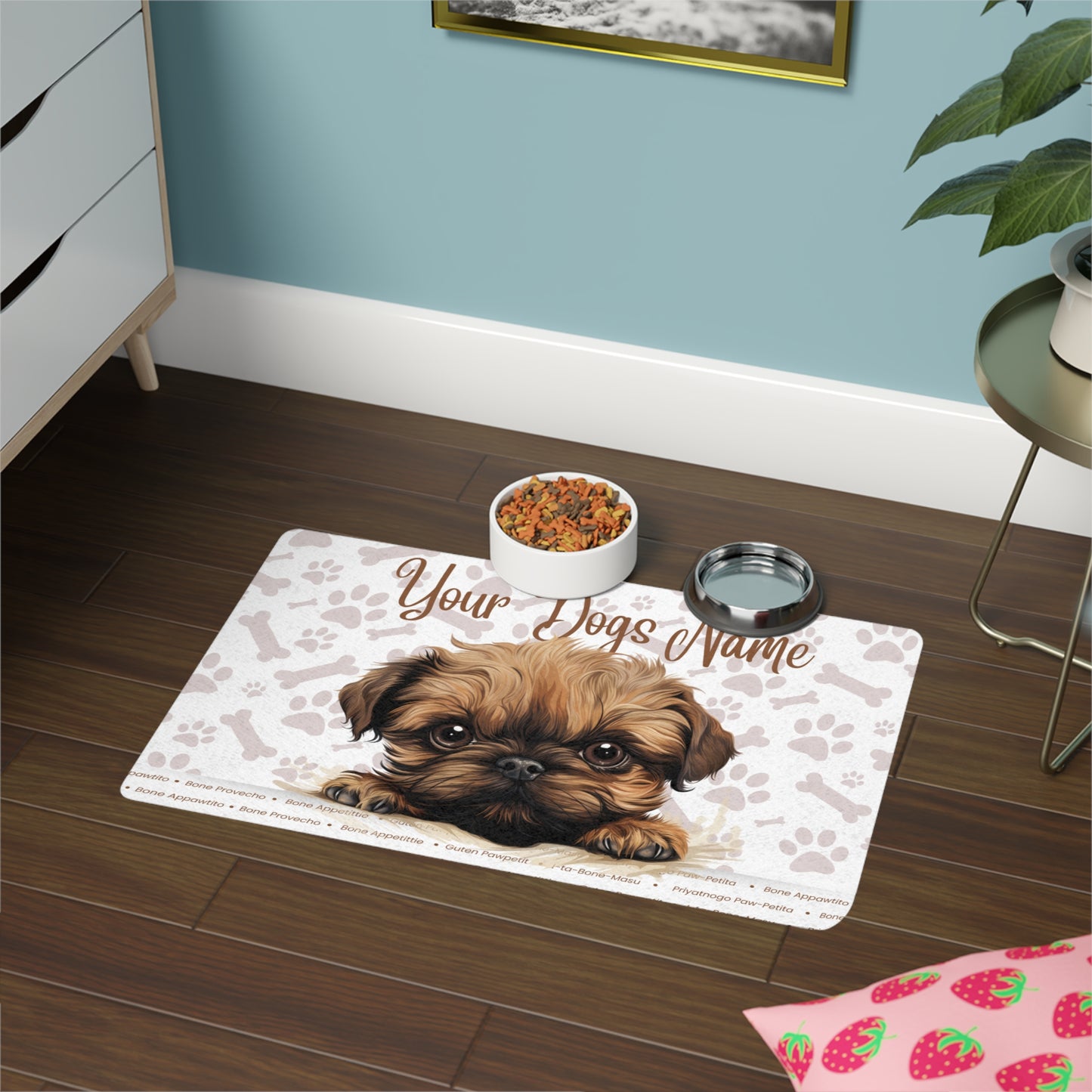 Brussels Griffon Custom Pet Food Mat for Dogs - Personalized Dog Feeding Mat, Pet Lovers Gift, Dog Bowl Mat, Cute Pet Decor, Dog Name Mat