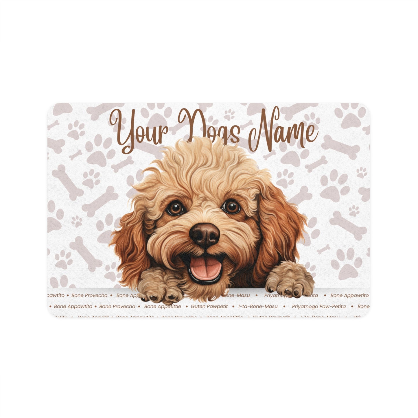 Toy Poodle Personalized Pet Food Mat, Custom Dog Food Mat, Dog Feeding Mat, Cute Pet Mat, Dog Lovers Gift