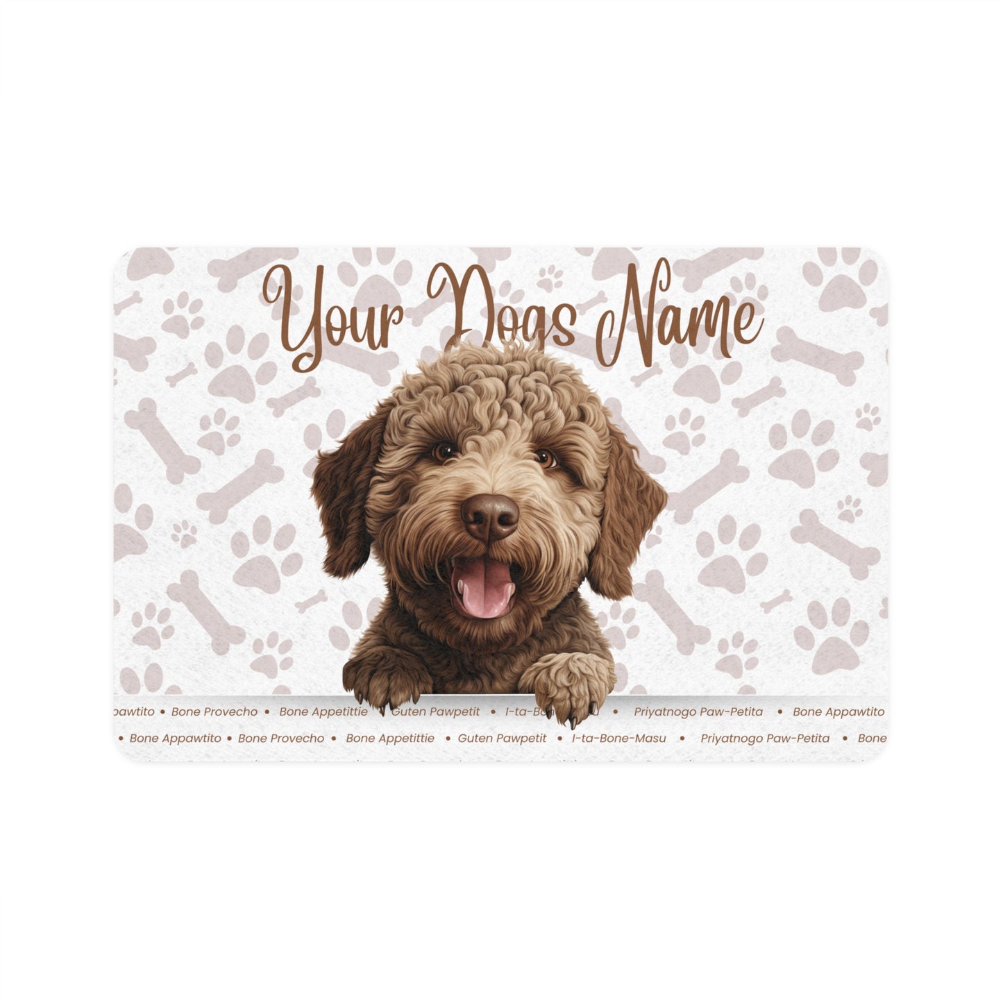 Lagotto Romagnolo Personalized Pet Food Mat, Custom Dog Food Mat, Dog Feeding Mat, Cute Pet Mat, Dog Lovers Gift
