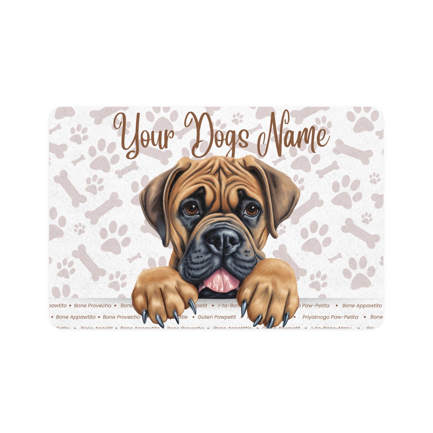 Boerboel Personalized Pet Food Mat for Dogs, Custom Dog Feeding Mat, Cute Dog Bowl Mat, Anti-Slip Pet Mat, Perfect Gift for Pet Lovers