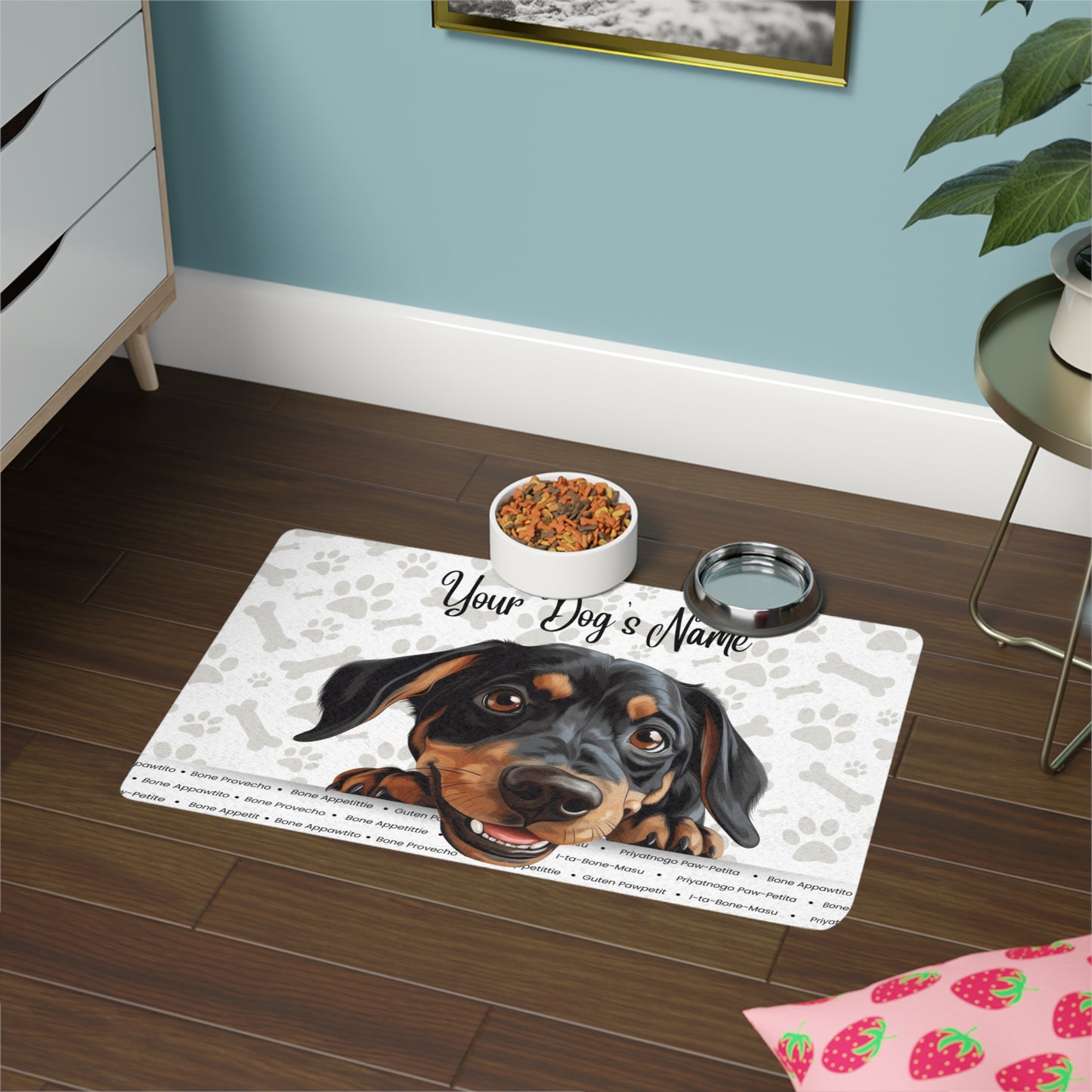 Australian Black and Tan Hound Personalized Pet Food Mat, Custom Dog Feeding Mat, Pet Lover Gift, Dog Bowl Mat, Cute Animal Decor