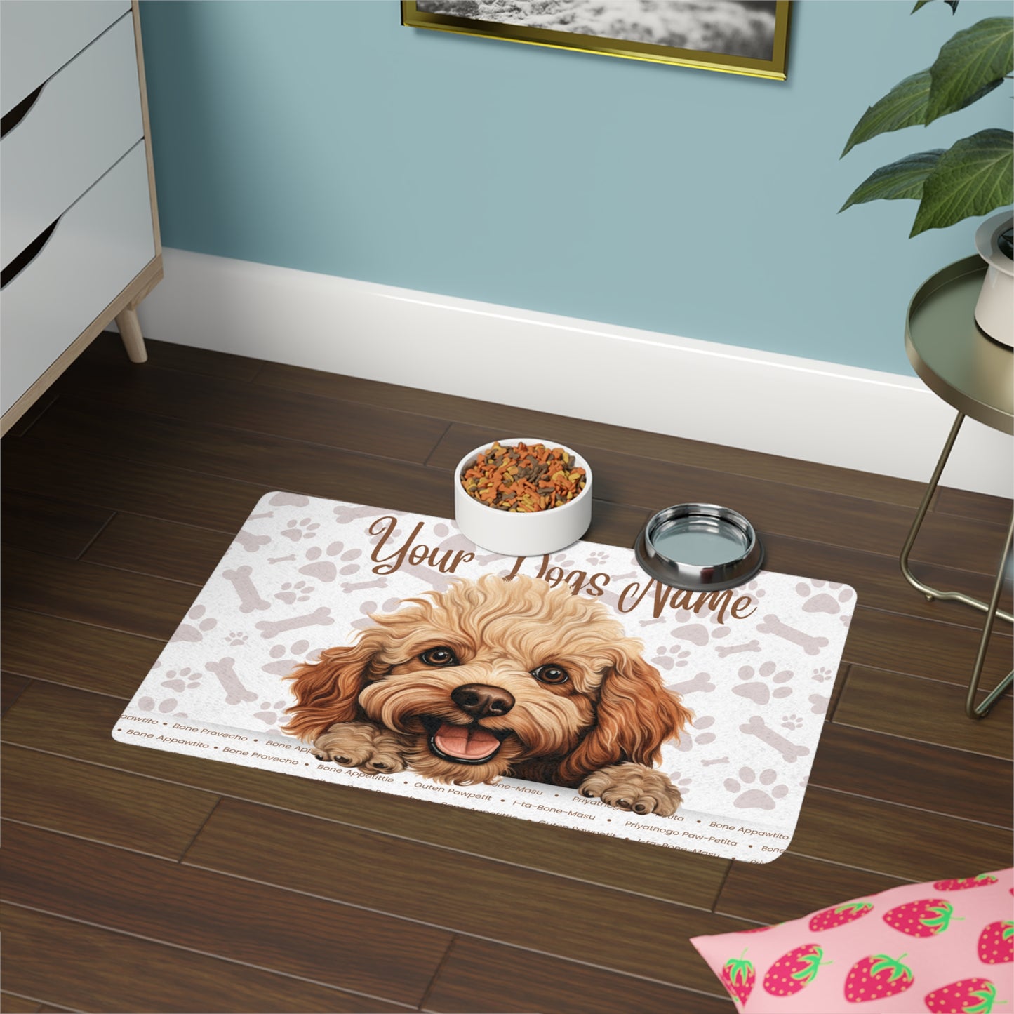 Toy Poodle Personalized Pet Food Mat, Custom Dog Food Mat, Dog Feeding Mat, Cute Pet Mat, Dog Lovers Gift