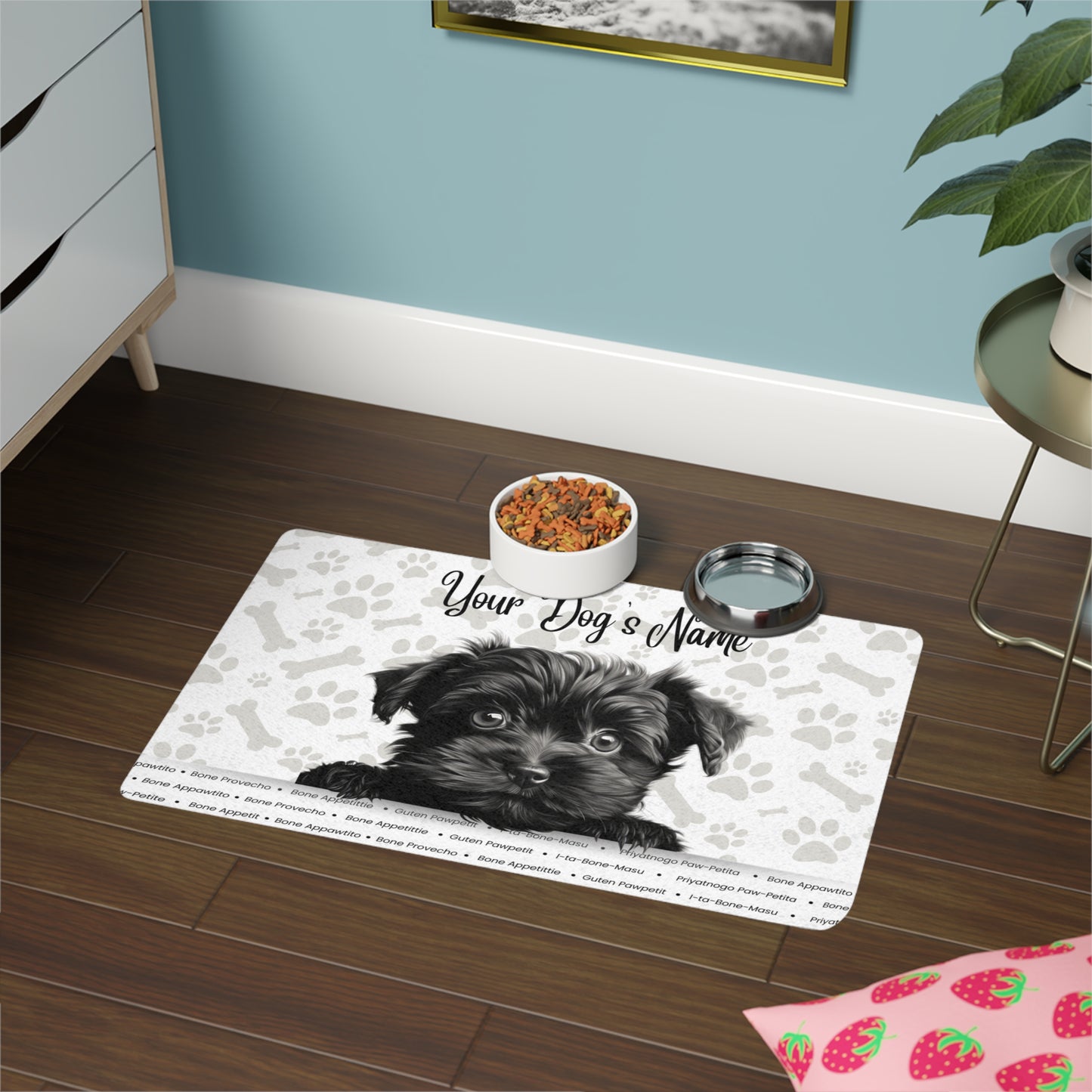 Affenpinscher Personalized Pet Food Mat for Dogs, Custom Dog Bowl Mat, Durable Pet Feeding Place, Dog Accessories, Pet Gifts for Dog Lovers