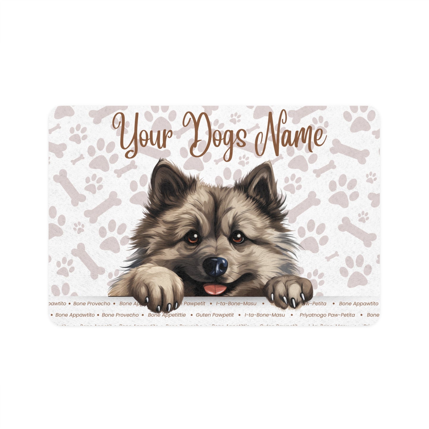Keeshond Personalized Pet Food Mat, Custom Dog Food Mat, Dog Feeding Mat, Cute Pet Mat, Dog Lovers Gift