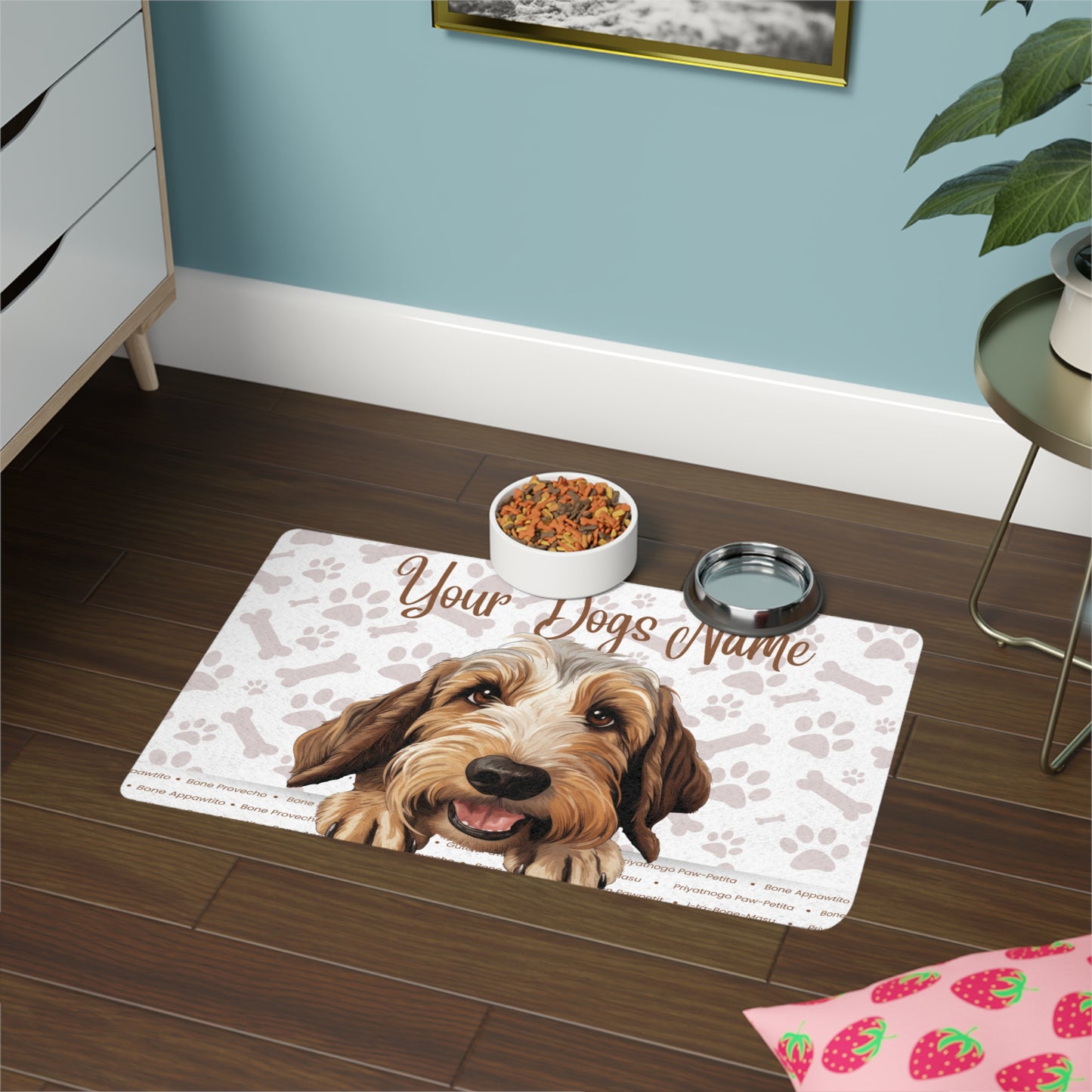 Petit Basset Griffon Vandeen Personalized Pet Food Mat, Custom Dog Food Mat, Dog Feeding Mat, Cute Pet Mat, Dog Lovers Gift