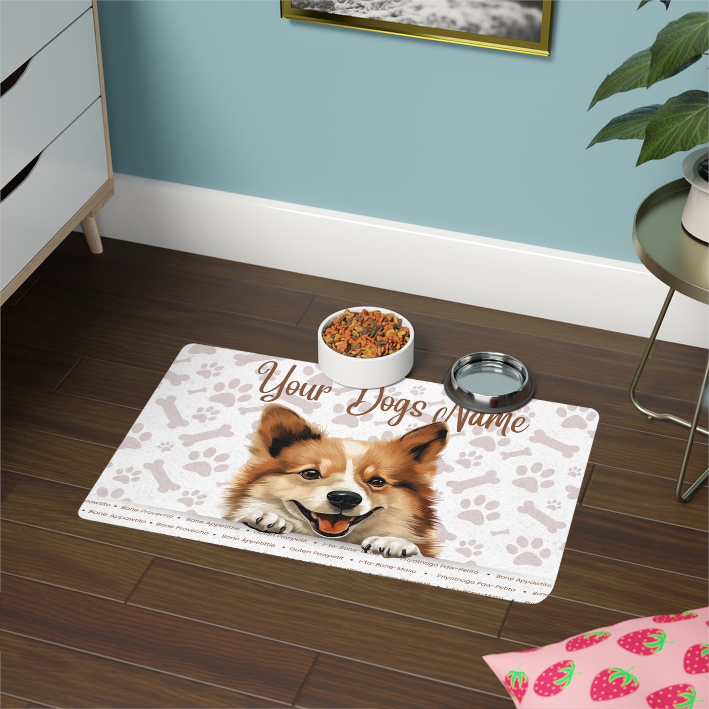 Icelandic Sheep Dog Personalized Pet Food Mat, Custom Dog Feeding Station, Stylish Dog Bowl Mat, Cat Feeding Mat, Pet Decor