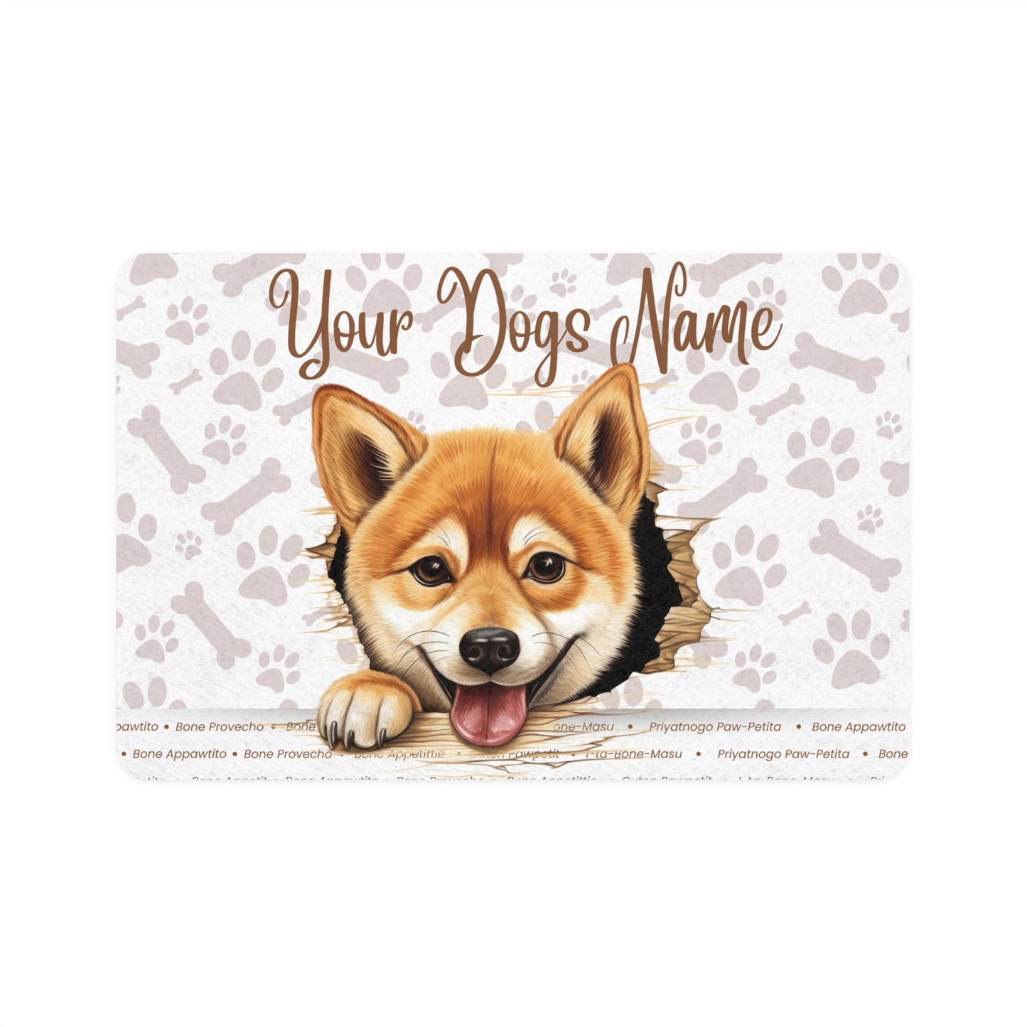 Shiba Inu Personalized Pet Food Mat, Custom Dog Food Mat, Dog Feeding Mat, Cute Pet Mat, Dog Lovers Gift