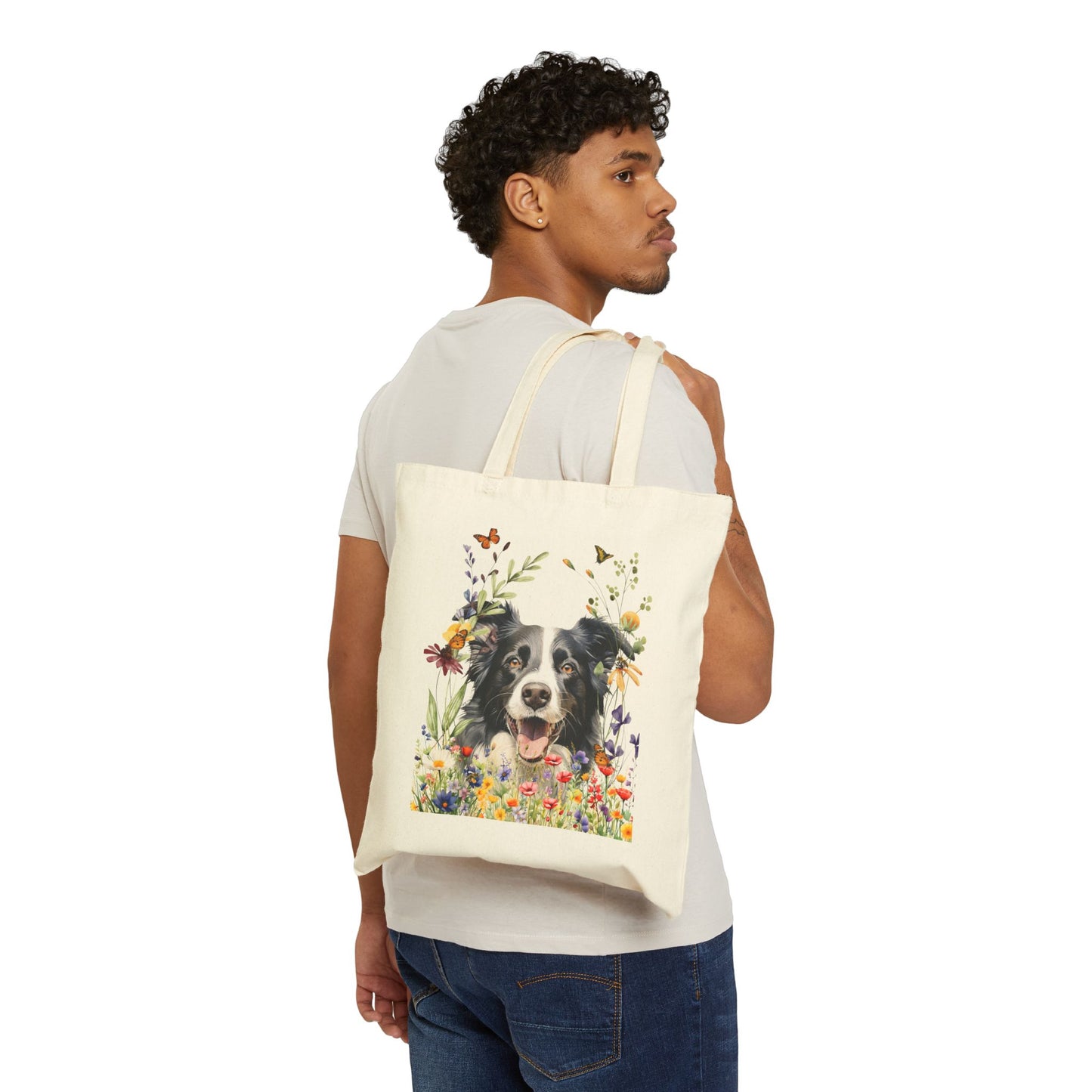 Border Collie Canvas Tote Bag