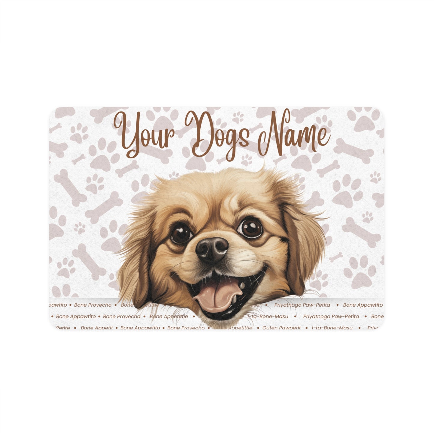 Tibetan Spaniel Personalized Pet Food Mat, Custom Dog Food Mat, Dog Feeding Mat, Cute Pet Mat, Dog Lovers Gift