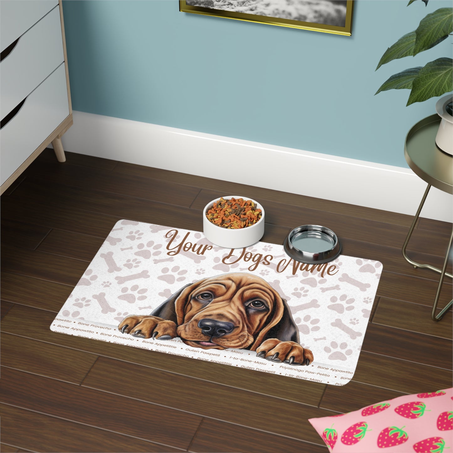 Bloodhound Personalized Pet Food Mat