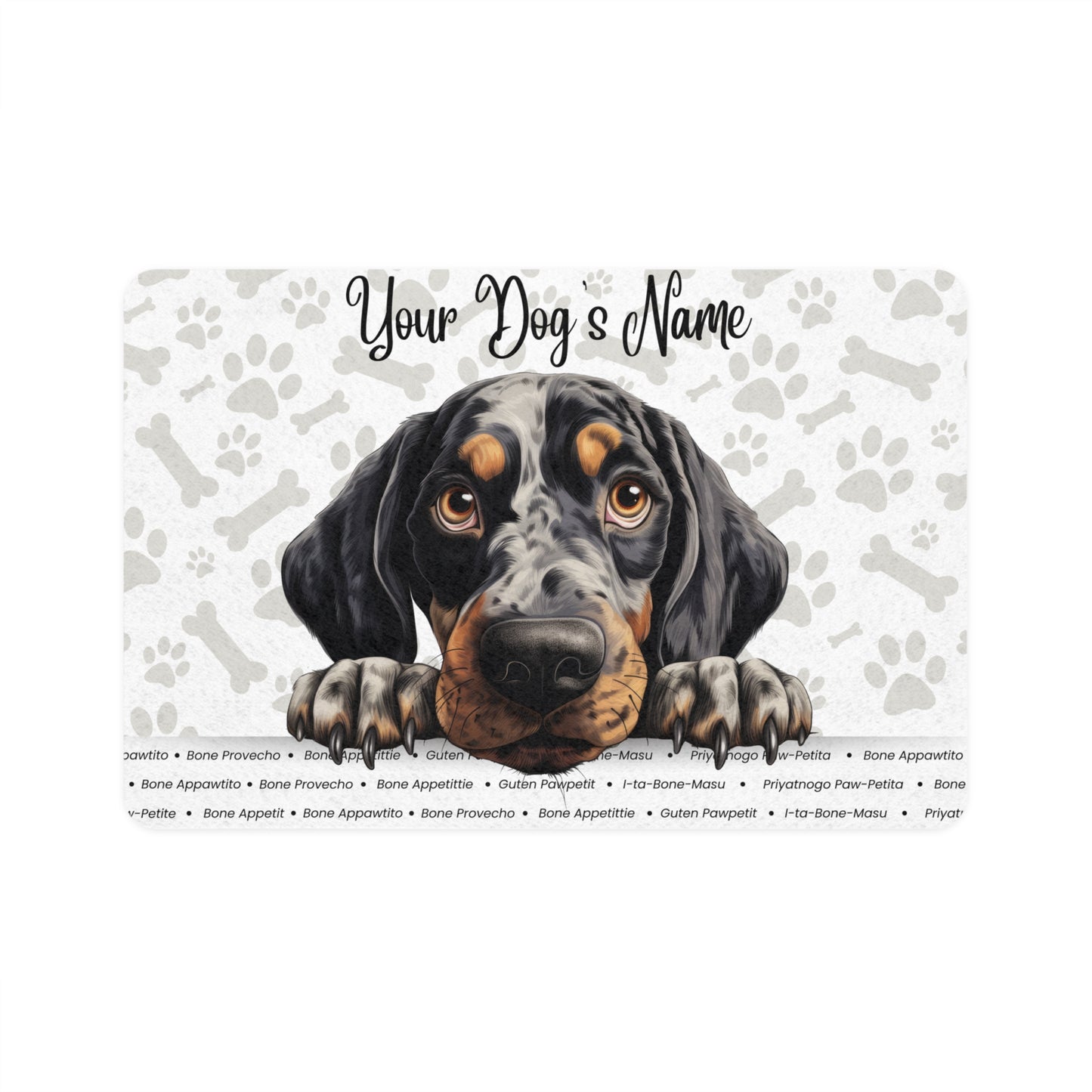 Bluetick Coonhound Personalized Dog Food Mat, Custom Pet Feeding Mat, Durable Non-Slip Pet Placemat, Ideal Gift for Dog Owners, Pet Supplies