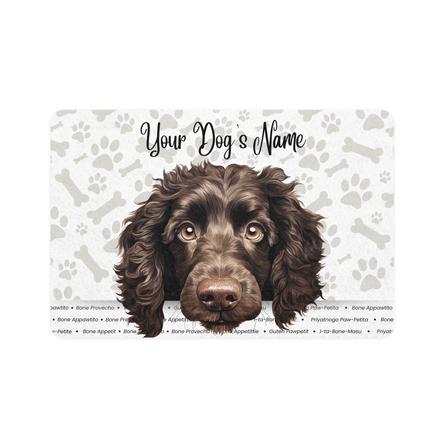 American Water Spaniel Personalized Pet Food Mat with Dog's Name, Customizable Dog Bowl Mat, Cute Dog Mat, Pet Feeding Mat, Dog Owner Gift, Pet Decor