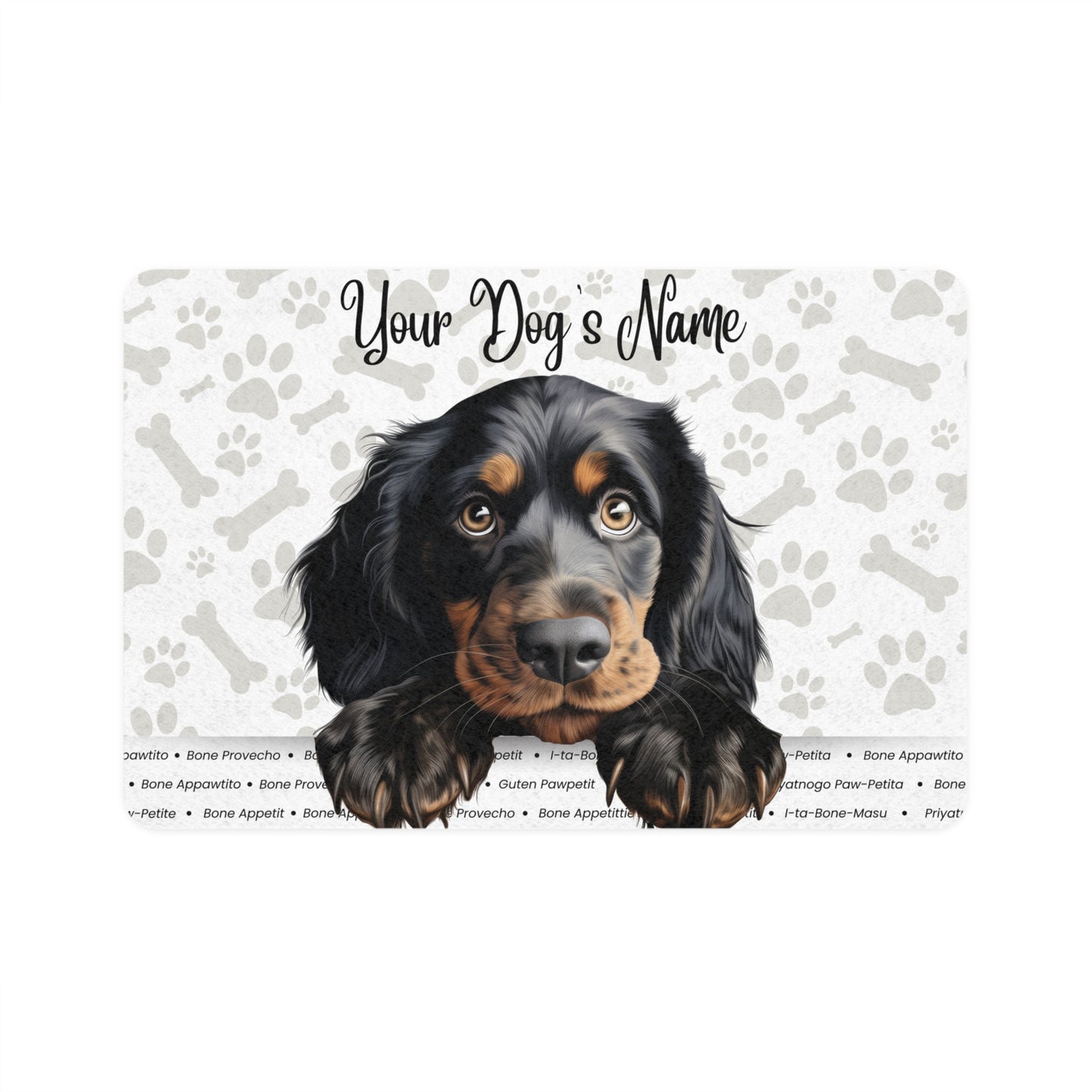 Golden Setter Personalized Pet Food Mat for Dogs, Custom Dog Feeding Mat, Dog Bowl Mat, Animal Lover Gift, Cute Pet Decor, Paw Print Design