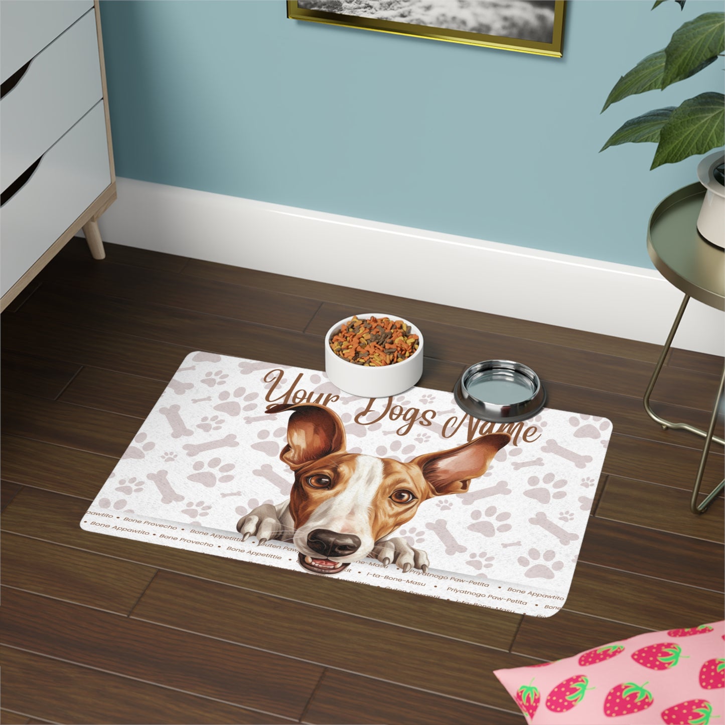 Ibizn Hound Personalized Pet Food Mat, Custom Dog Mat, Dog Feeding Station, Fun Pet Decor, Dog Lover Gift