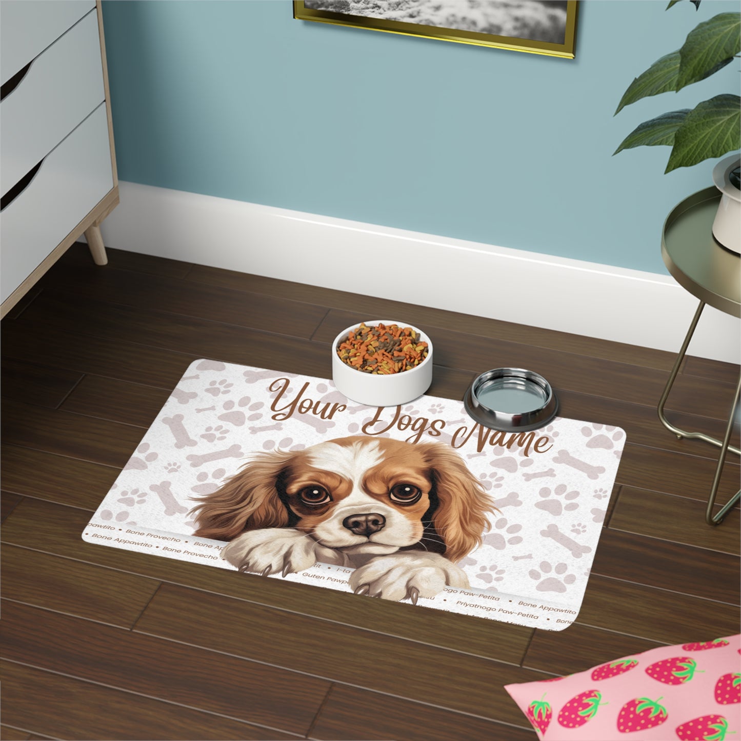 Harrier Personalized Pet Food Mat for Dogs, Custom Dog Bowl Mat, Cute Puppy Design, Pet Feeding Station, Paw Print Decor