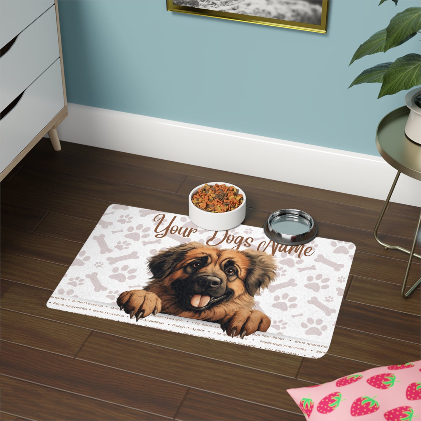 Leonberger Personalized Pet Food Mat, Custom Dog Food Mat, Dog Feeding Mat, Cute Pet Mat, Dog Lovers Gift
