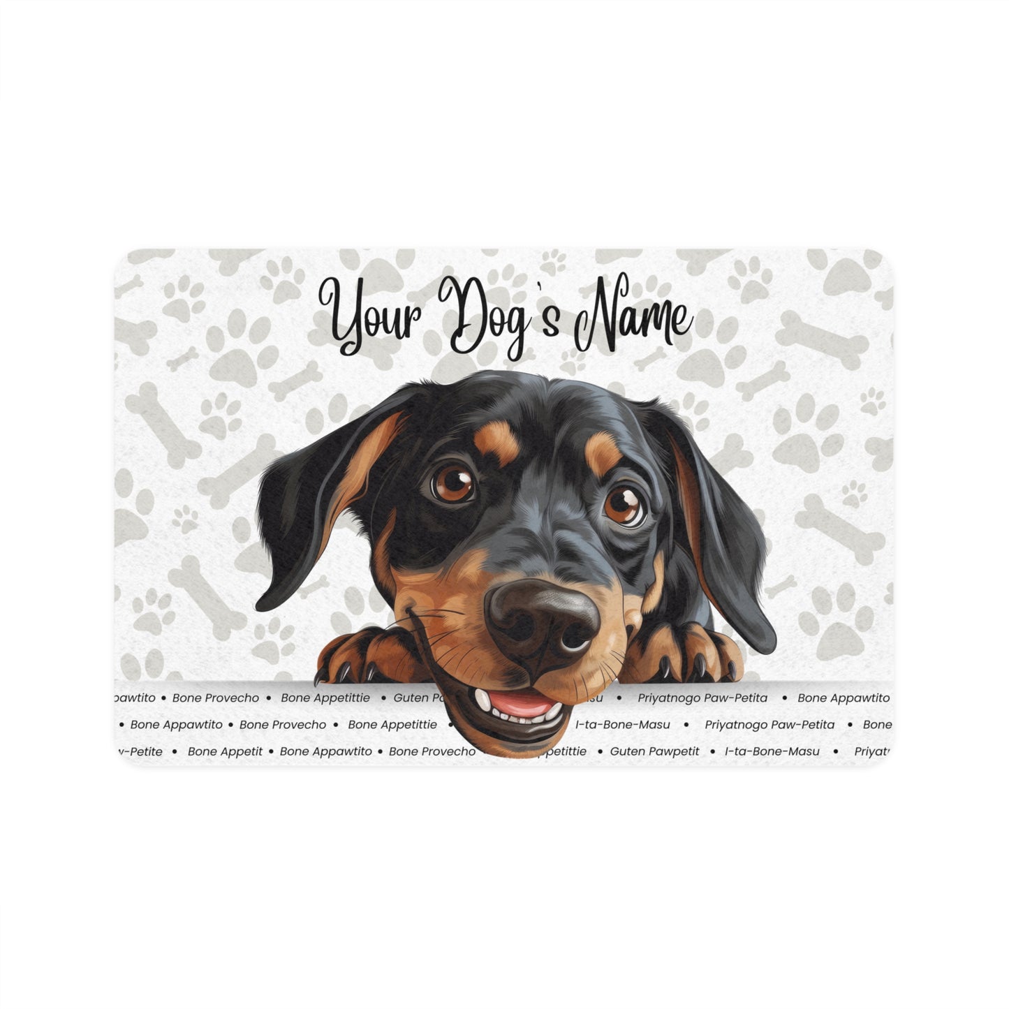 Australian Black and Tan Hound Personalized Pet Food Mat, Custom Dog Feeding Mat, Pet Lover Gift, Dog Bowl Mat, Cute Animal Decor