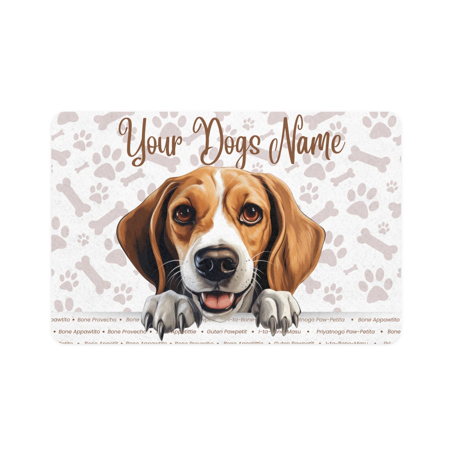 Foxhound Personalized Dog Food Mat, Custom Pet Feeding Station, Customizable Dog Mat, Animal Lover Gift, Durable Pet Supplies