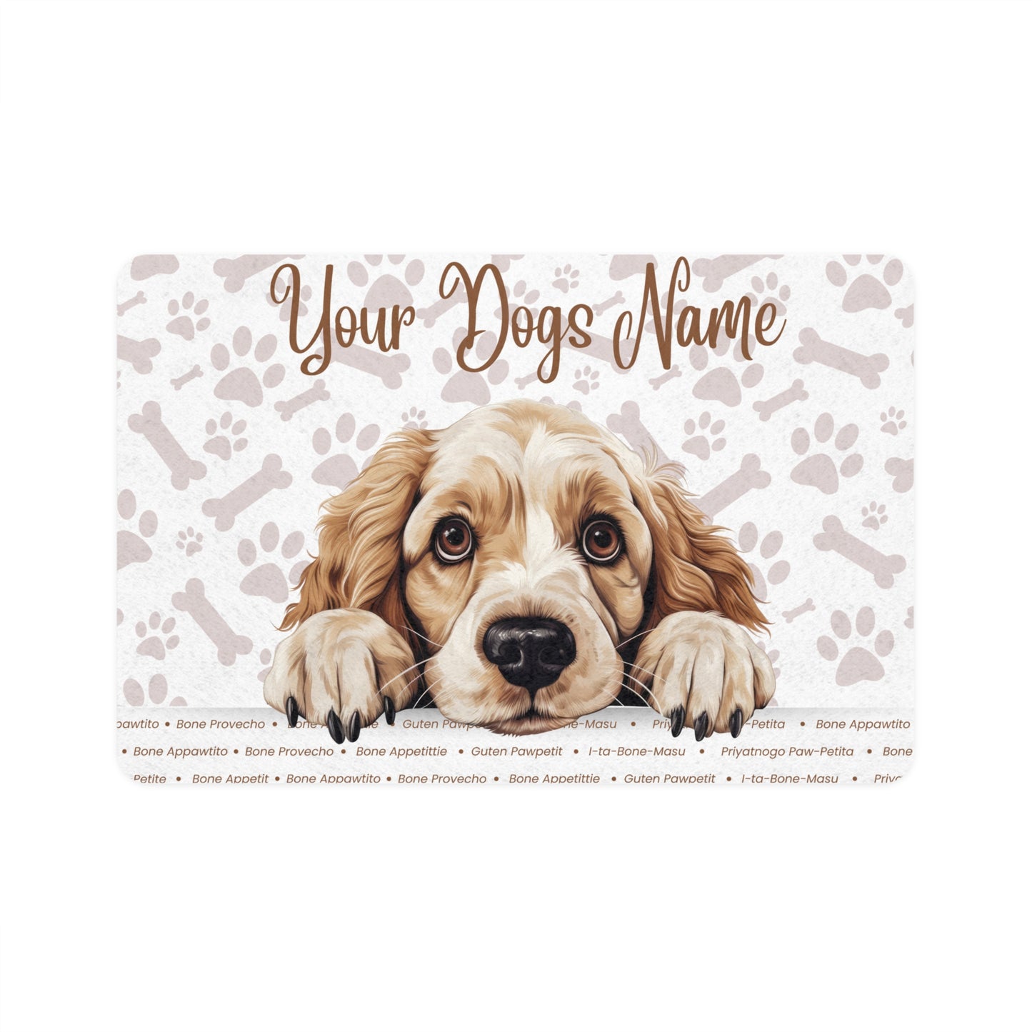 Clumber Spaniel Custom Pet Food Mat for Dogs, Personalized Dog Bowl Mat, Cute Animal Design, Pet Owner Gift, Dog Lover Decor