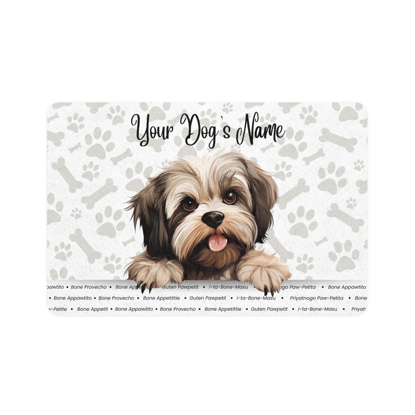 Lhasa Apso Personalized Pet Food Mat, Custom Dog Food Mat, Dog Feeding Mat, Cute Pet Mat, Dog Lovers Gift