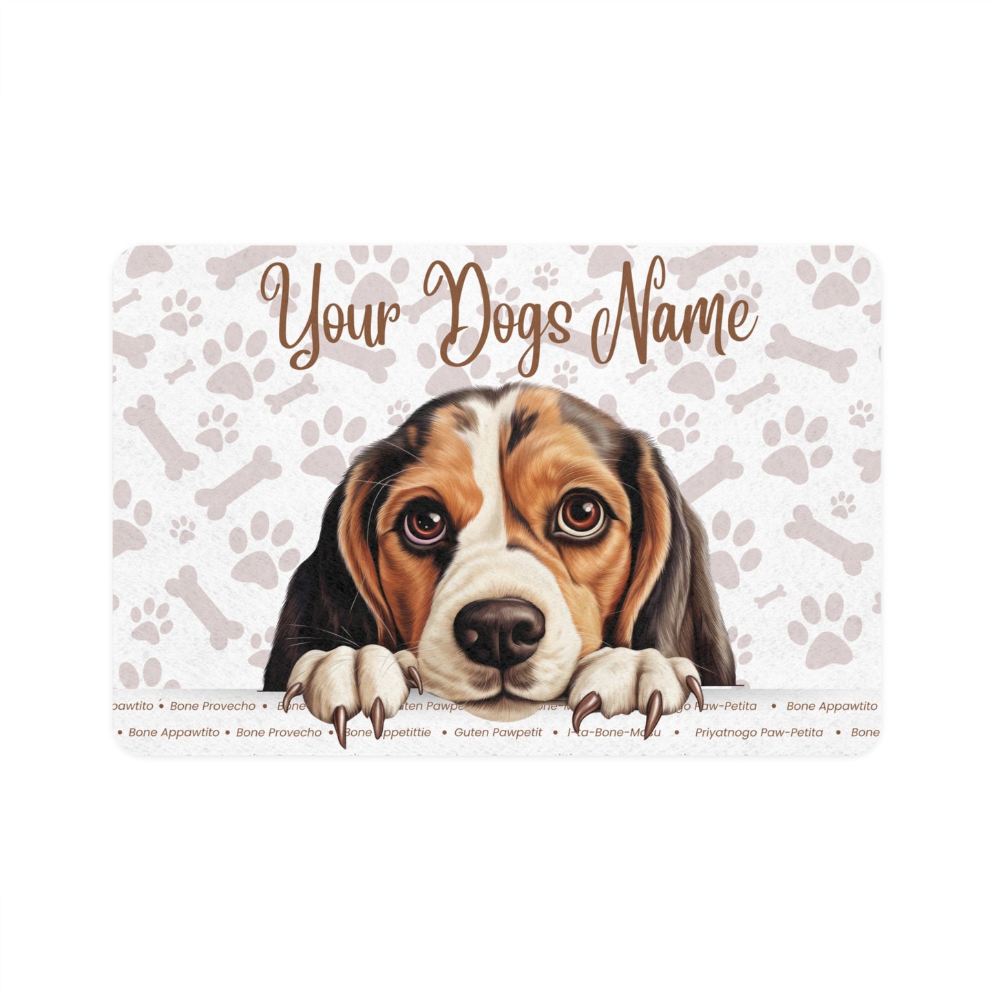 Beagle Personalized Pet Food Mat, Dog Feeding Station, Customizable Pet Dish Mat, Waterproof Dog Mat, Home Decor for Pet Lovers