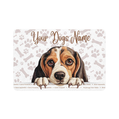 Beagle Personalized Pet Food Mat, Dog Feeding Station, Customizable Pet Dish Mat, Waterproof Dog Mat, Home Decor for Pet Lovers