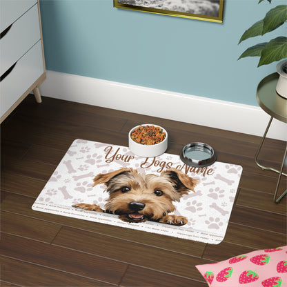 Glen of Imaal Terrier Custom Pet Food Mat with Personalized Name, Pet Mat, Dog Bowl Mat, Dog Feeding Mat, Customizable Pet Accessory