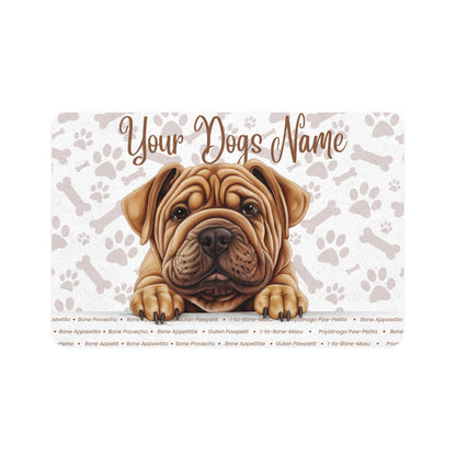 Shar-Pei Personalized Pet Food Mat, Custom Dog Food Mat, Dog Feeding Mat, Cute Pet Mat, Dog Lovers Gift