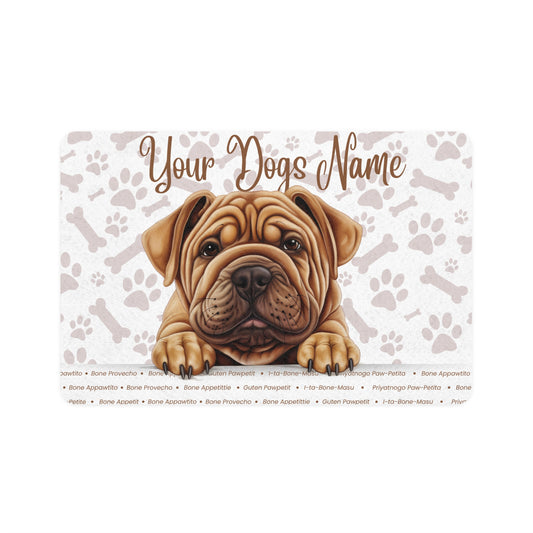 Shar-Pei Personalized Pet Food Mat, Custom Dog Food Mat, Dog Feeding Mat, Cute Pet Mat, Dog Lovers Gift