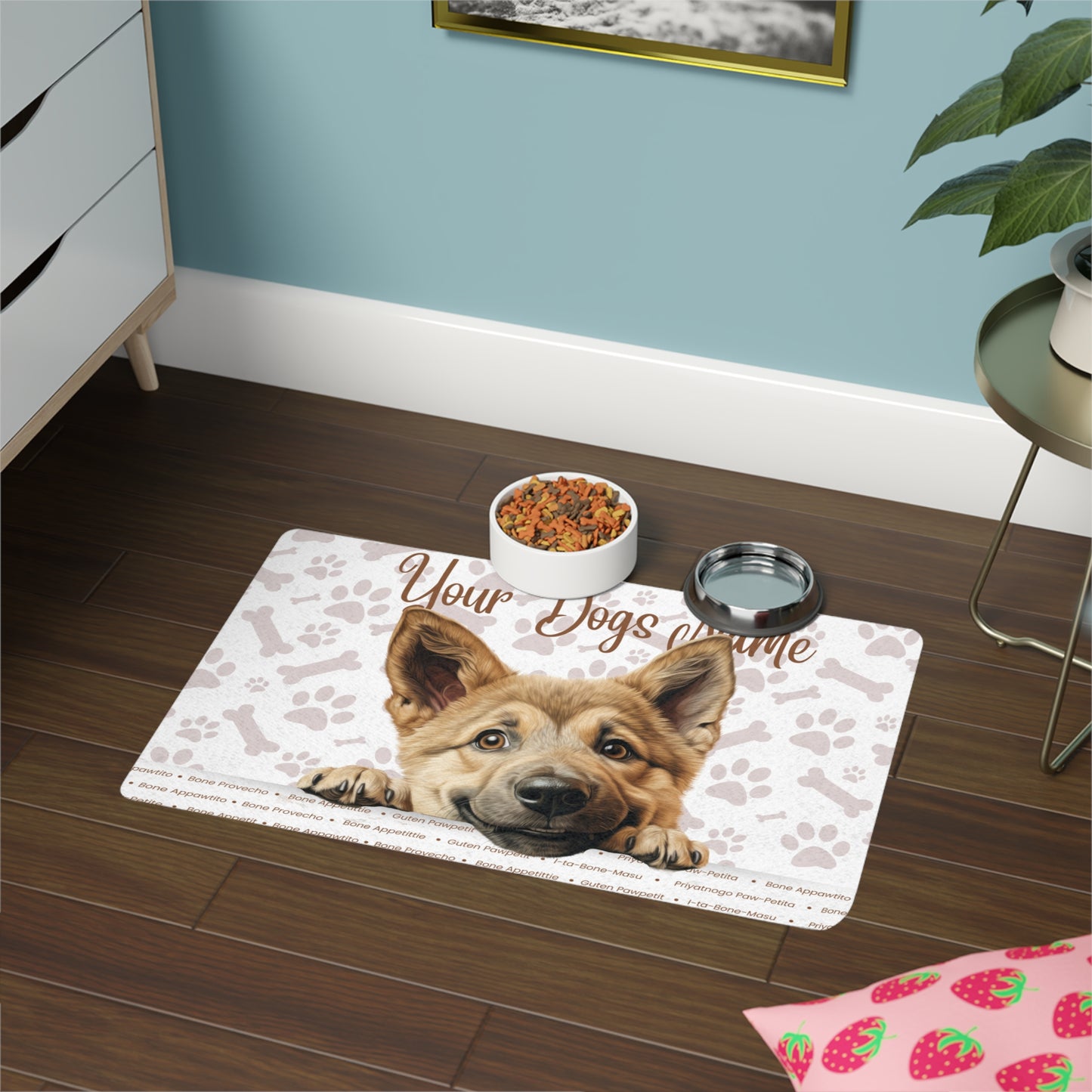 Chinook Personalized Pet Food Mat, Dog Feeding Mat, Custom Dog Name Mat, Puppy Dish Mat, Pet Lover Gift