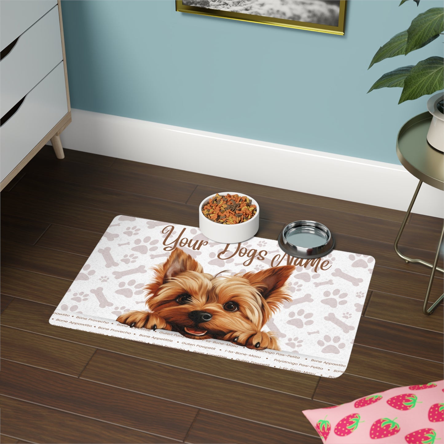 Silky Terrier Personalized Pet Food Mat, Custom Dog Food Mat, Dog Feeding Mat, Cute Pet Mat, Dog Lovers Gift