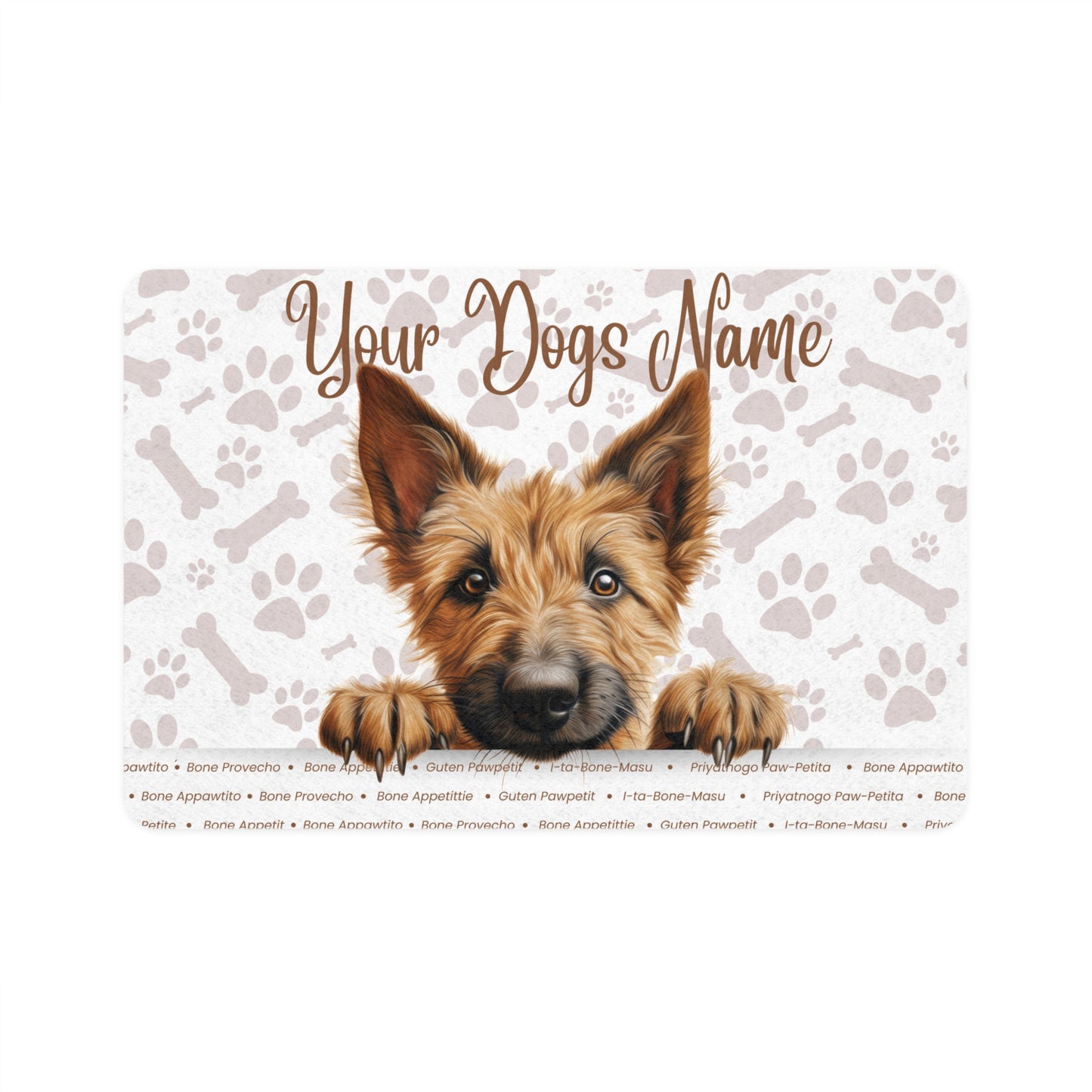 Berger Picard Customizable Dog Food Mat, Personalized Pet Feeding Station, Dog Bowl Mat, Dog Lover Gift, Tailored Pet Decor
