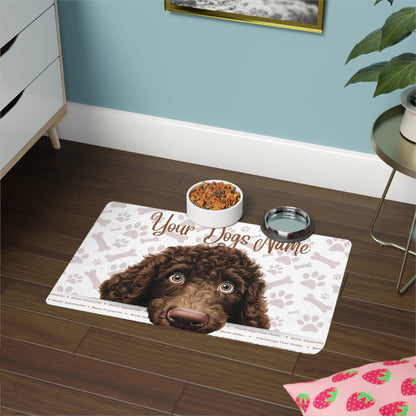 Irish Water Spaniel Personalized Pet Food Mat - Custom Dog Dish Mat, Dog Feeding Station, Pet Paw Print Decor, Unique Gift for Dog Lovers, Customizable [...]