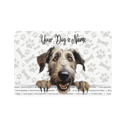 Irish Wolfhound Personalized Pet Food Mat, Custom Dog Food Mat, Dog Feeding Mat, Cute Pet Mat, Dog Lovers Gift